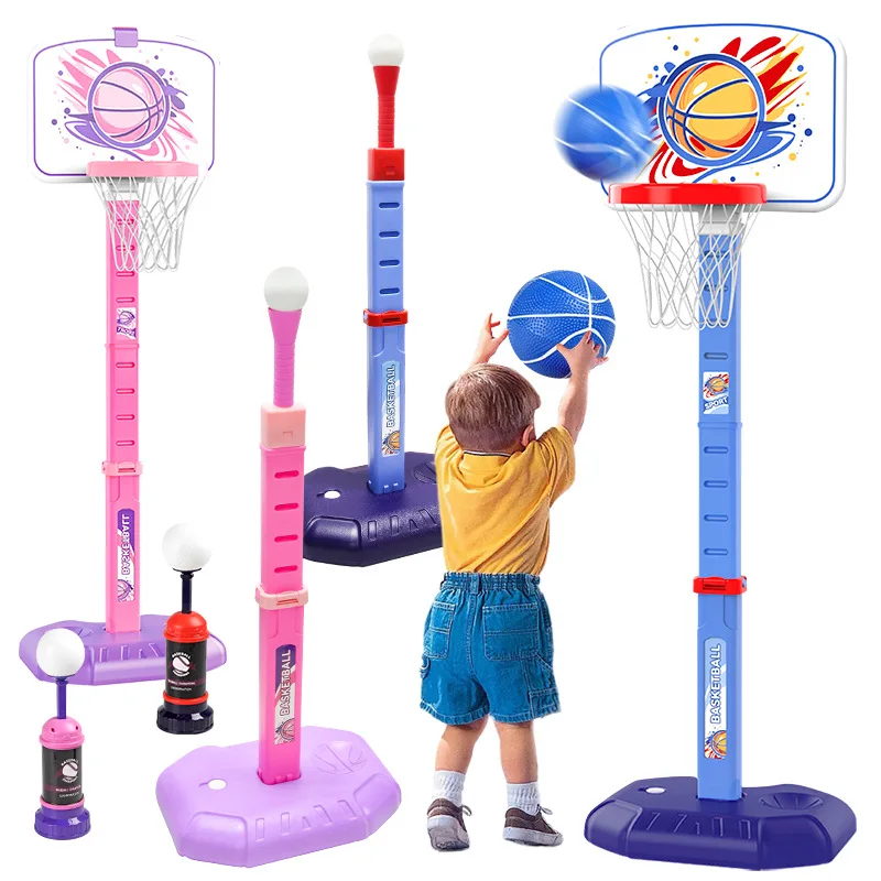 77-140Cm Basketball Hoop for Kids 4 in 1 Adjustable Height Outdoor Sports Toys Set with Baseball Bat Ring Tossing Game