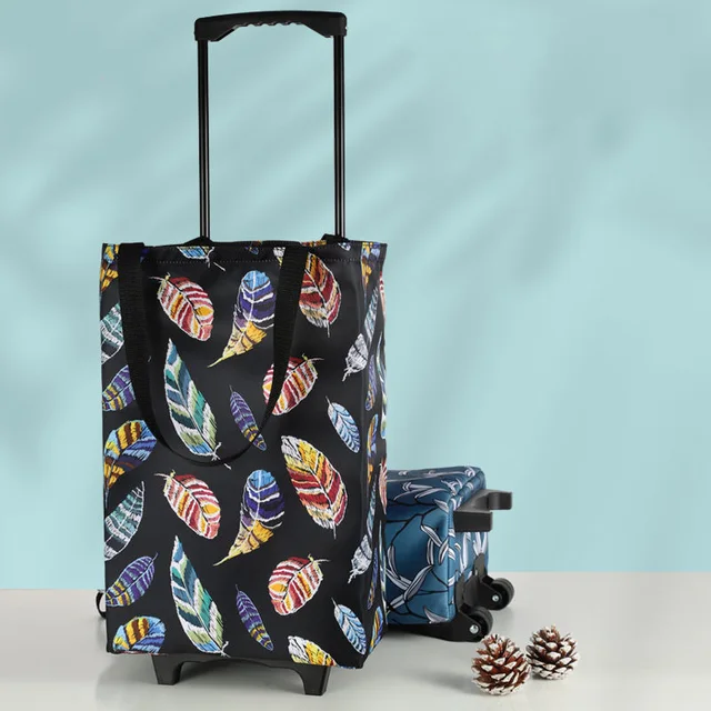 Összecsukható Bevásárló Táska Ladies Pull Cart Bevásárlókészlet Tároló A Szervező Hordozható Zöldségkocsi Kerekes Piacához - Image 2