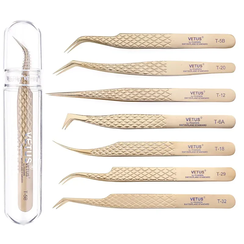 미끄럼 방지 속눈썹 핀셋, 정밀 섬유 팁 트위저, 스테인리스 스틸, 비자성 볼륨..