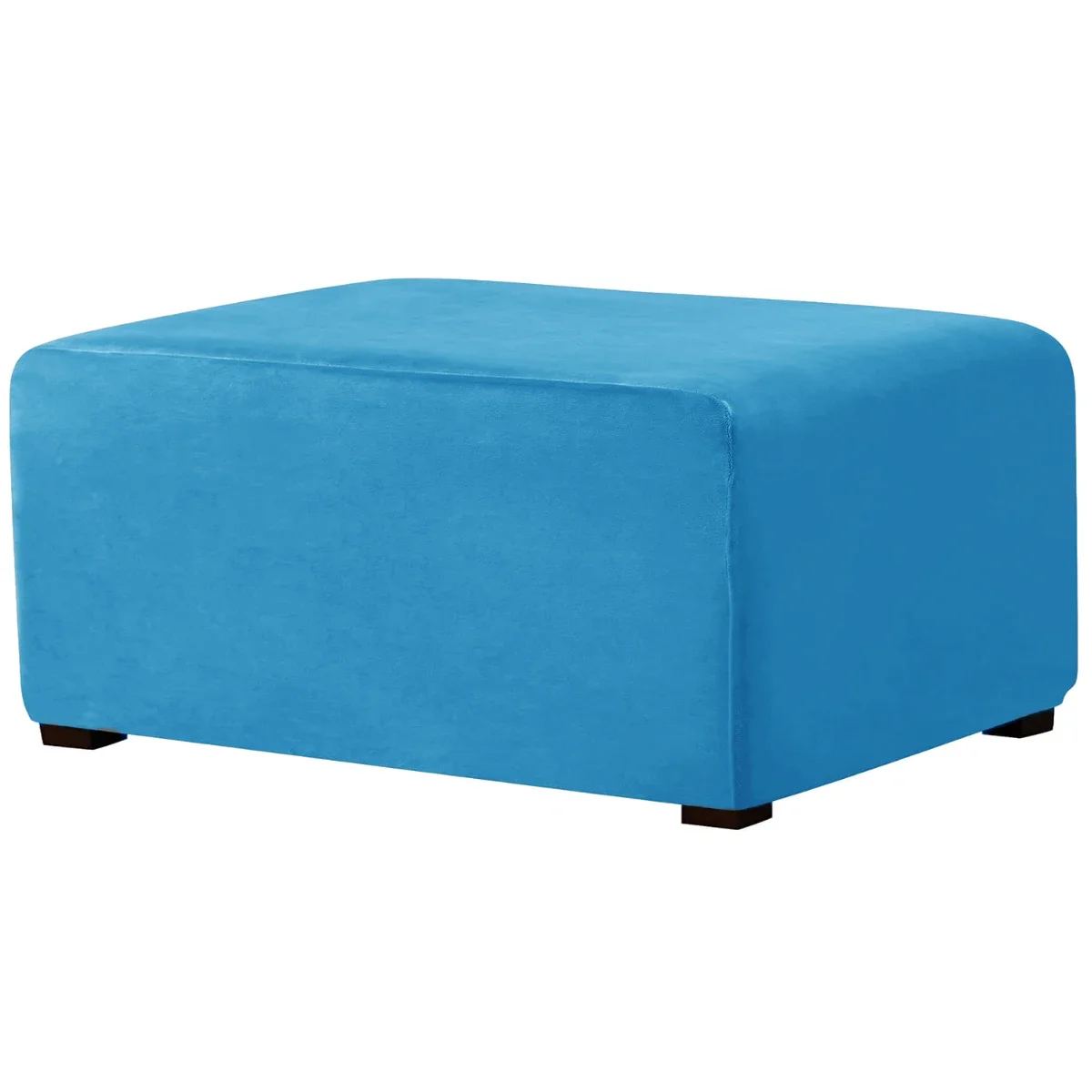 Luxurious Velvet Stretch Rectangle Ottoman Slipcover - Washable and Removable Footstool Protector