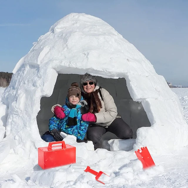 FBIL-4Pcs Snow Toy Kit Snow Castle Mold Sand Fort Building Block Snow Activity For Summer Winter Outdoor Snow Sand Beach Toy 5