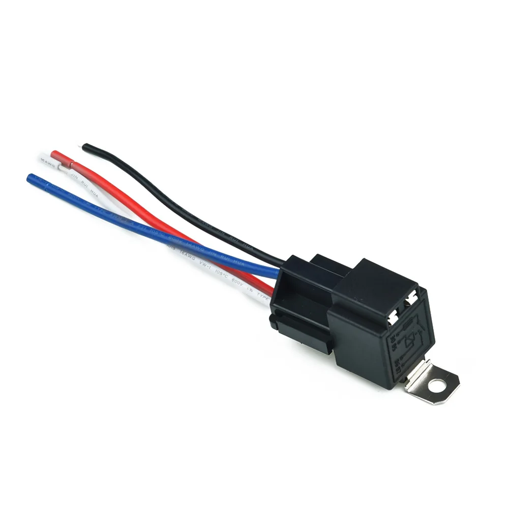 12 V 4-poliges Autorelais mit Sockel/Drähte/Sicherung, 30 A Amp, SPST, vorverdrahtete Steckdosen, wasserdichtes Autozubehör – Detail 4