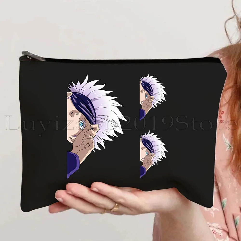 Anime Gojo Saturo Jujutsu Kaisen Sukuna Satoru Cute Cartoon Manga Canvas Cosmetic Makeup Toilet Bag Pencil Case Zipper Pouch 5