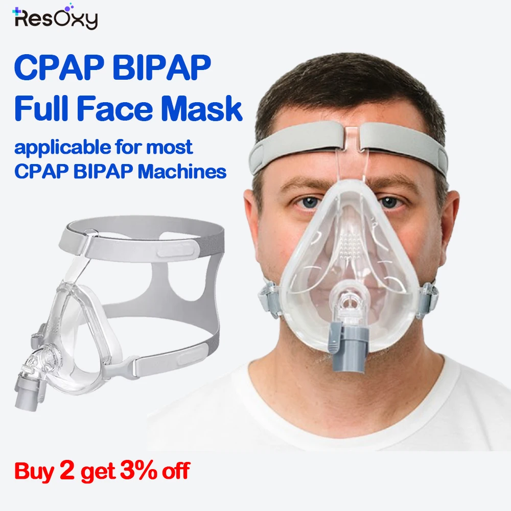 Resoxy FM3 CPAP Mask for Sleep Apnea Full Face Mask for CPAP BiPAP Machine Anti Snoring Full Mask with Headgear Improve Sleep