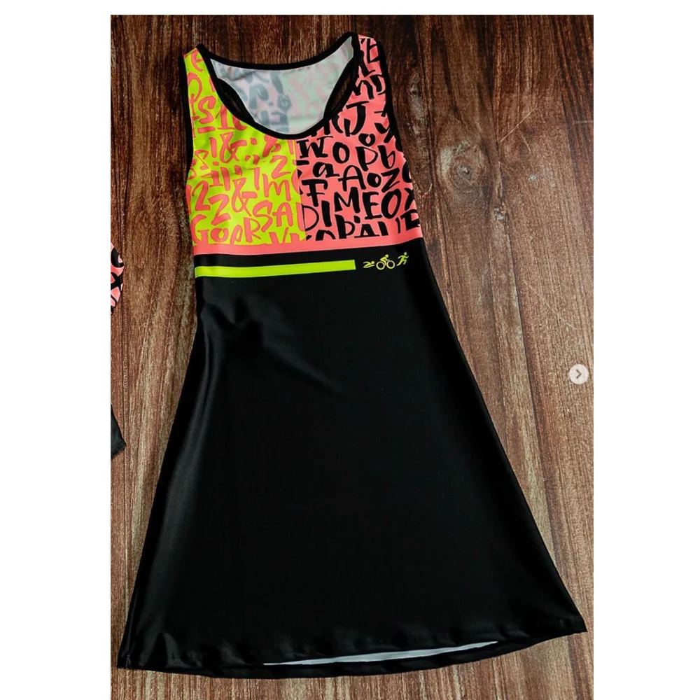 Woman Tennis Dress Sports Dress Ladies Badminton Dress Sport Skirt Gym Workout Rainbow Gradient