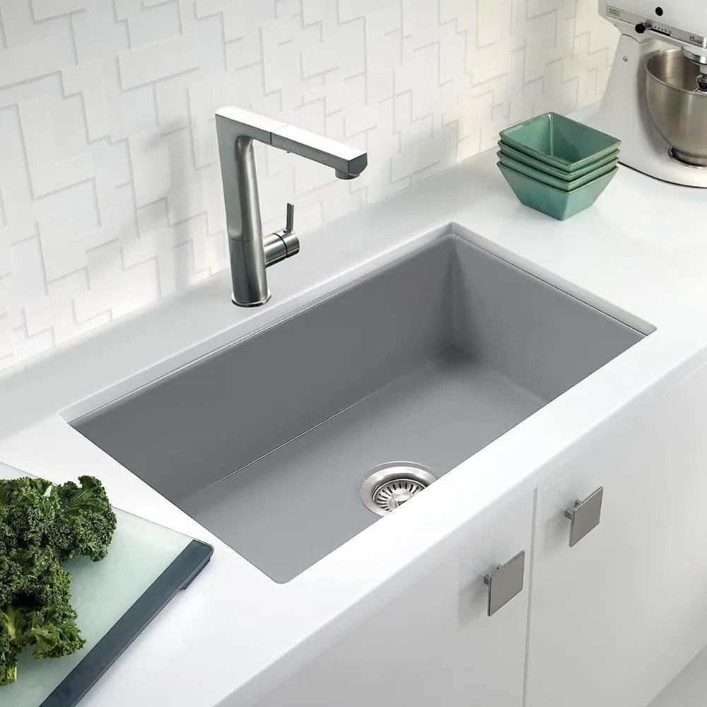 Farmhouse Sink ,PTU-3600 BL Kitchen Sink,Superficie Semi-brillante No Porosa Black,Kitchen Sinks