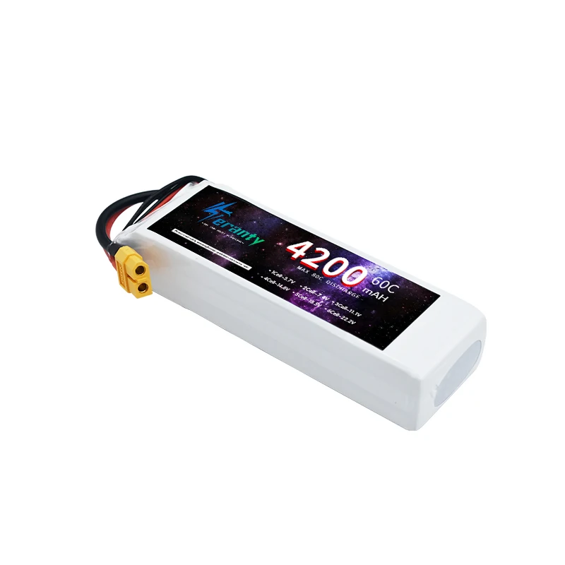 Batterie LiPo 3S 11.1V pour avion RC avec connecteur XT60, vue de côté