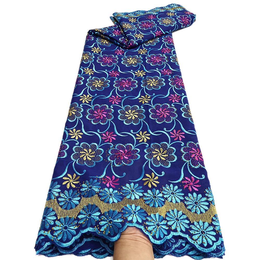 African Cotton Lace Fabric Embroidery Nigerian Swiss Voile Lace Fabrics 5Yards Sewing For Women Wedding Party Dress cotton voile lace fabric