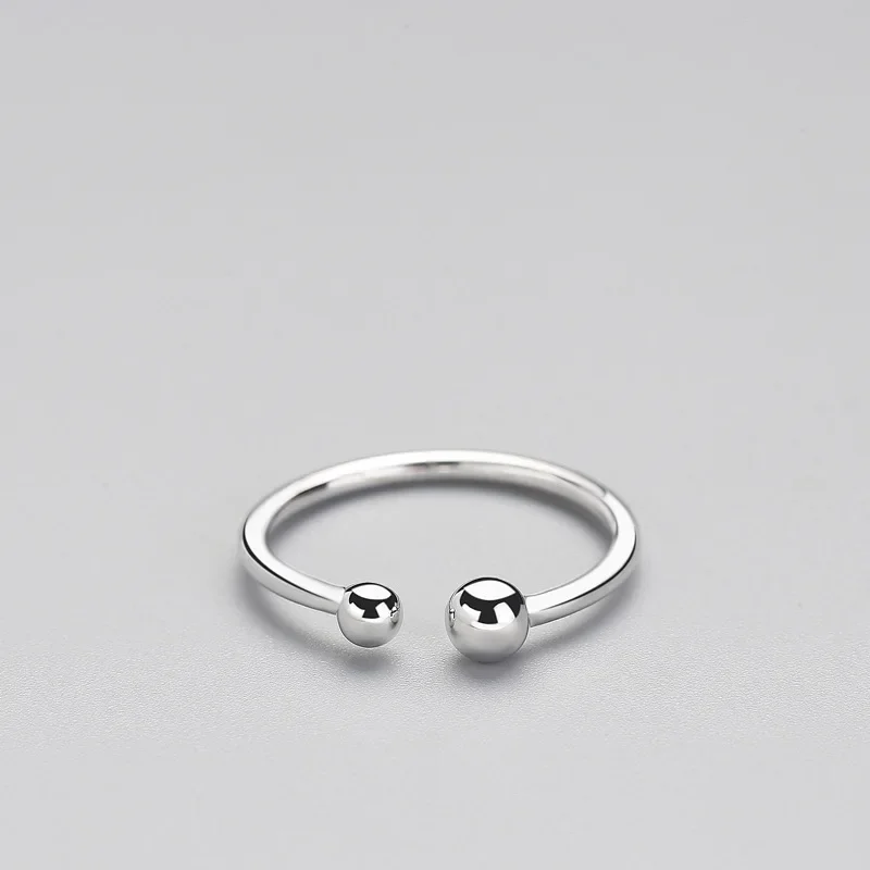 Silver Ring SOFTPIG 925 Sterling Silver Beads Adjustable Ring for Women Party Accessories
