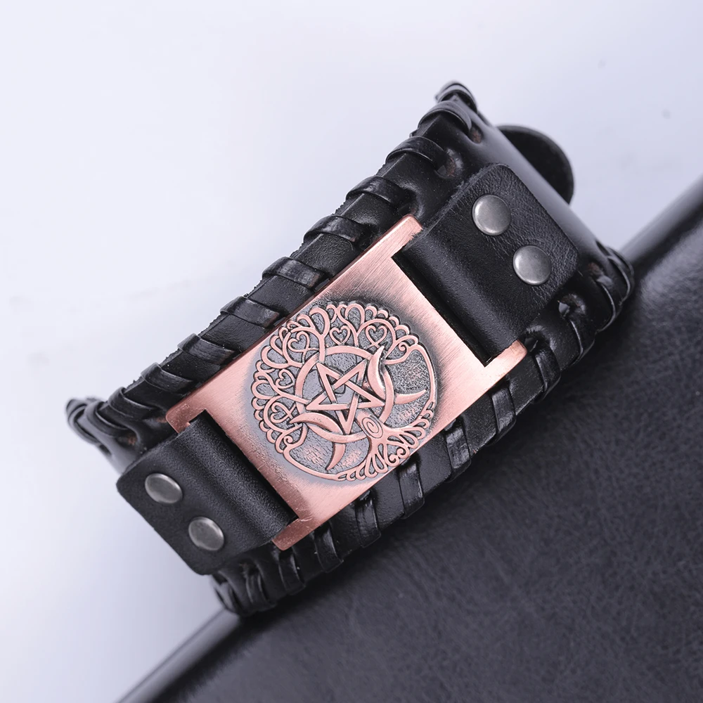 Triple Moon C: Leather Color is Black with Antique Copper