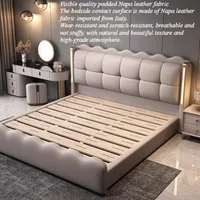Lit à cadre unique, capitonné, de luxe, moderne, taille Queen, avec tables de chevet et tête de lit, Cama De Lujo Para Dormitorio, mobilier de chambre 4