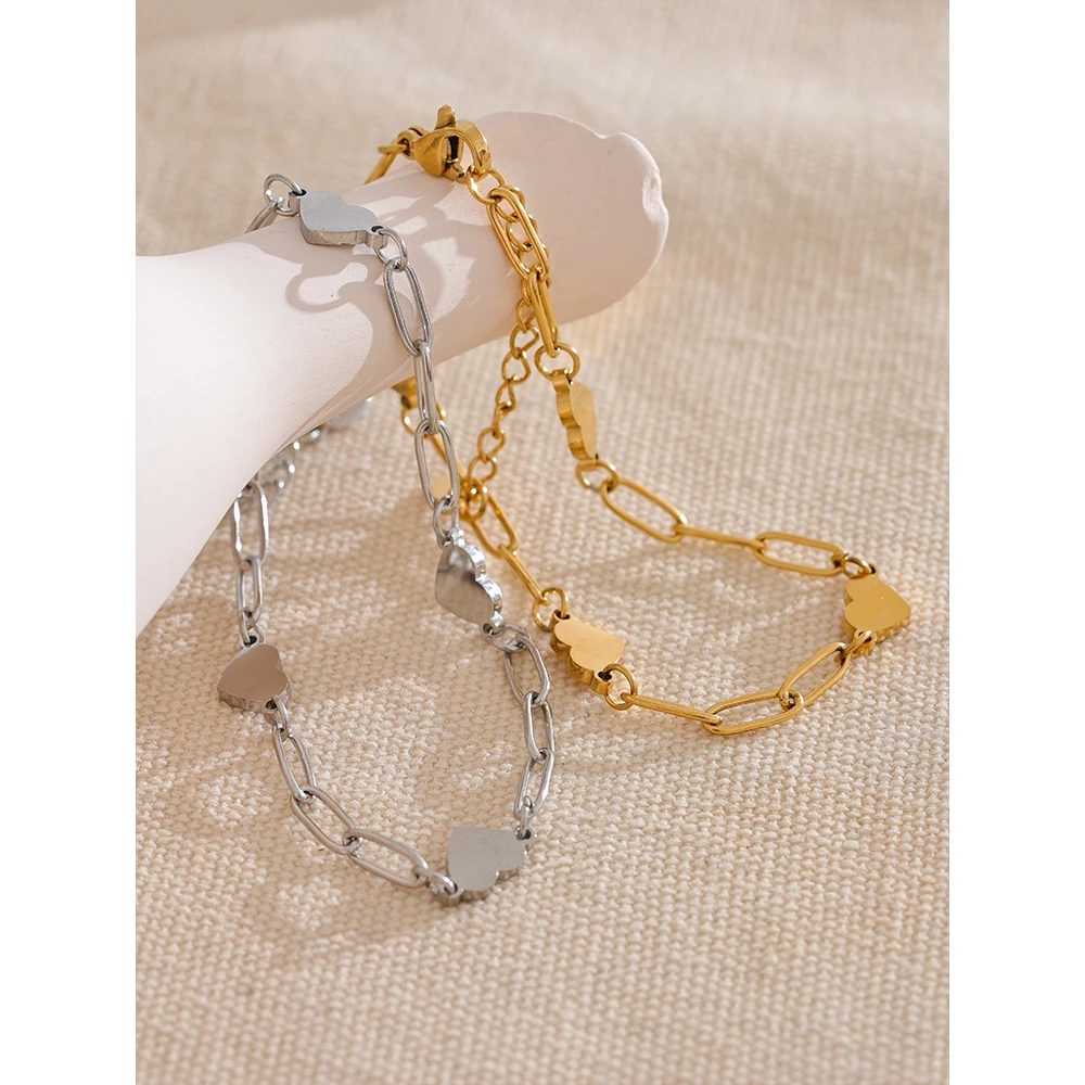 Yhpup Fashion Jewelry Stainless Steel Heart Handmade Chain