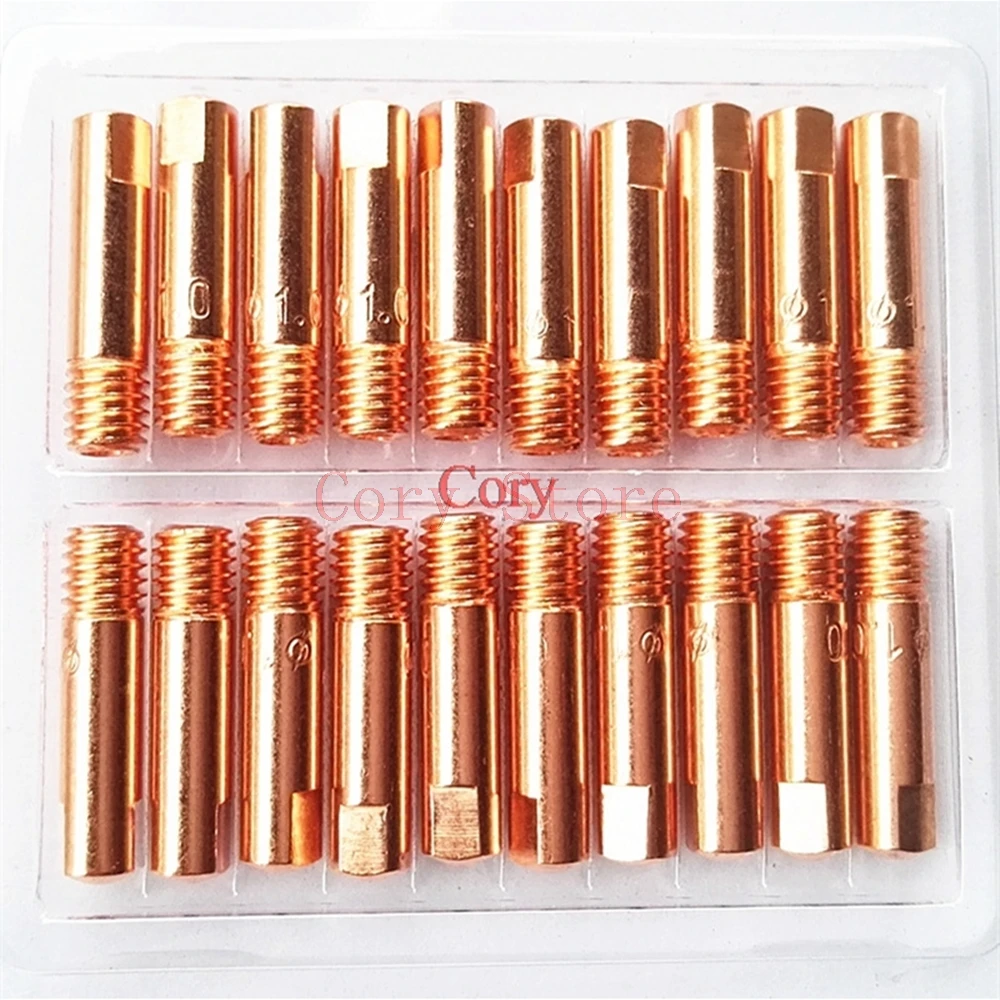 

20pcs Mig Welding Contact Tips 15AK 0.6mm 0.8mm 0.9mm 1.0mm 1.2mm available M6x25mm Torch Nozzles Copper Nozzle Consumables