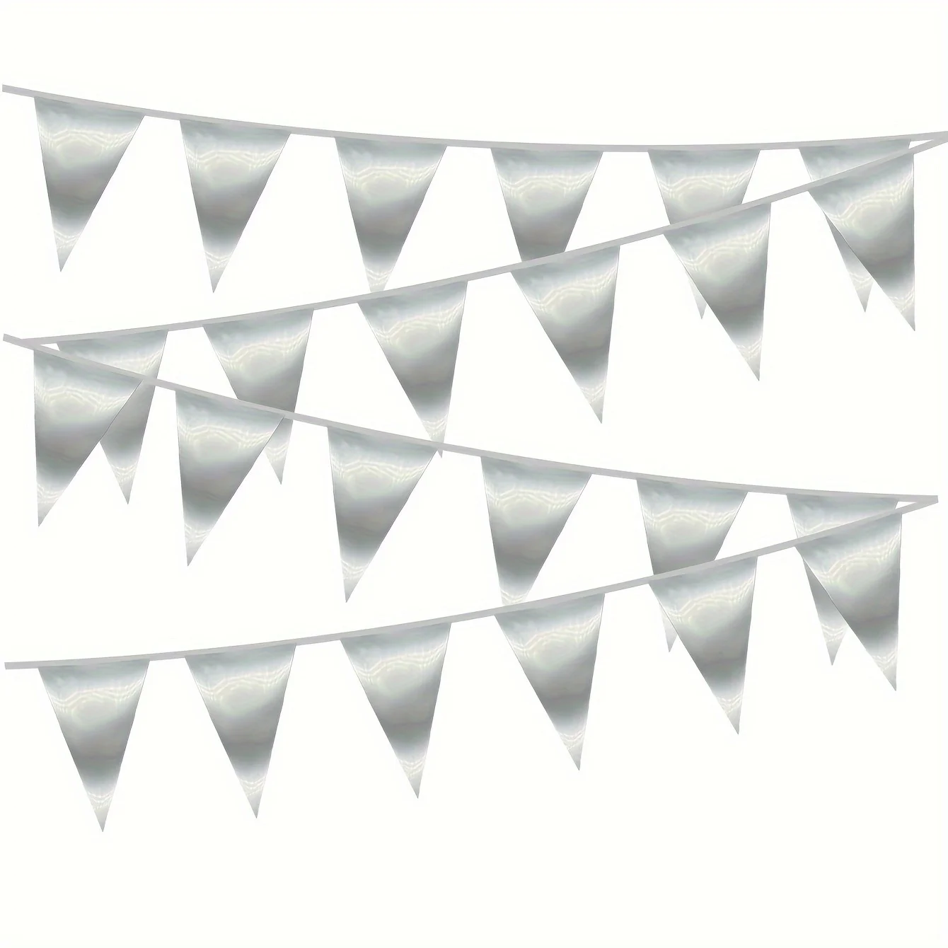 1pc Silver Party Decorations Metallic PET Triangle Pennant Banner Silver Flag Bunting Garland For Wedding Bridal Party Party Decorations Wedding Decor Supplies