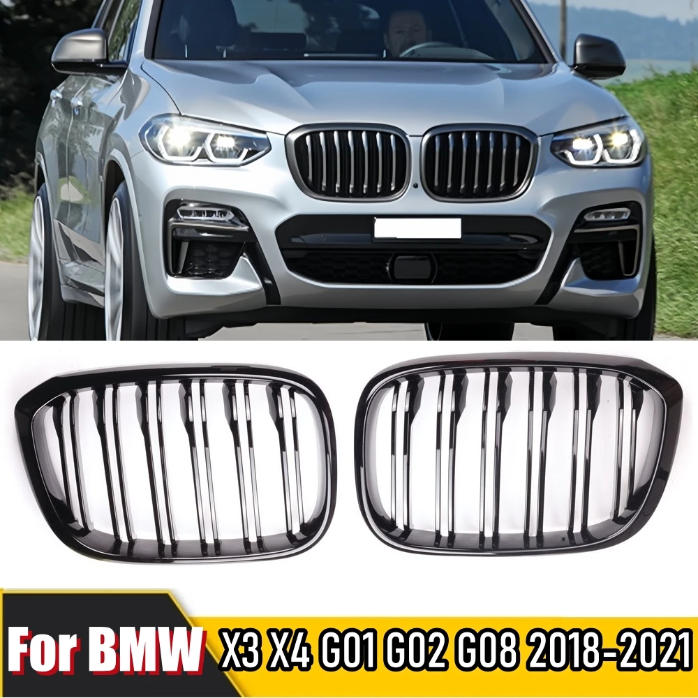TTTao Griglia Anteriore Dell'Auto per BMW X3 X4 G01 G02 G08 2018 2019 2020,Radiatore Paraurti Anteriore Griglia del Auto Accessori,B-Nera
