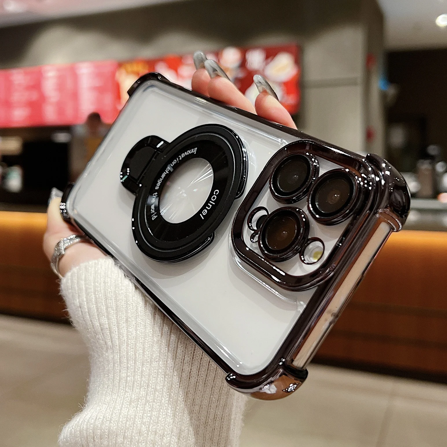 Elegant Magnetic Stand Case with Shockproof Design and Magsafe Compatibility
