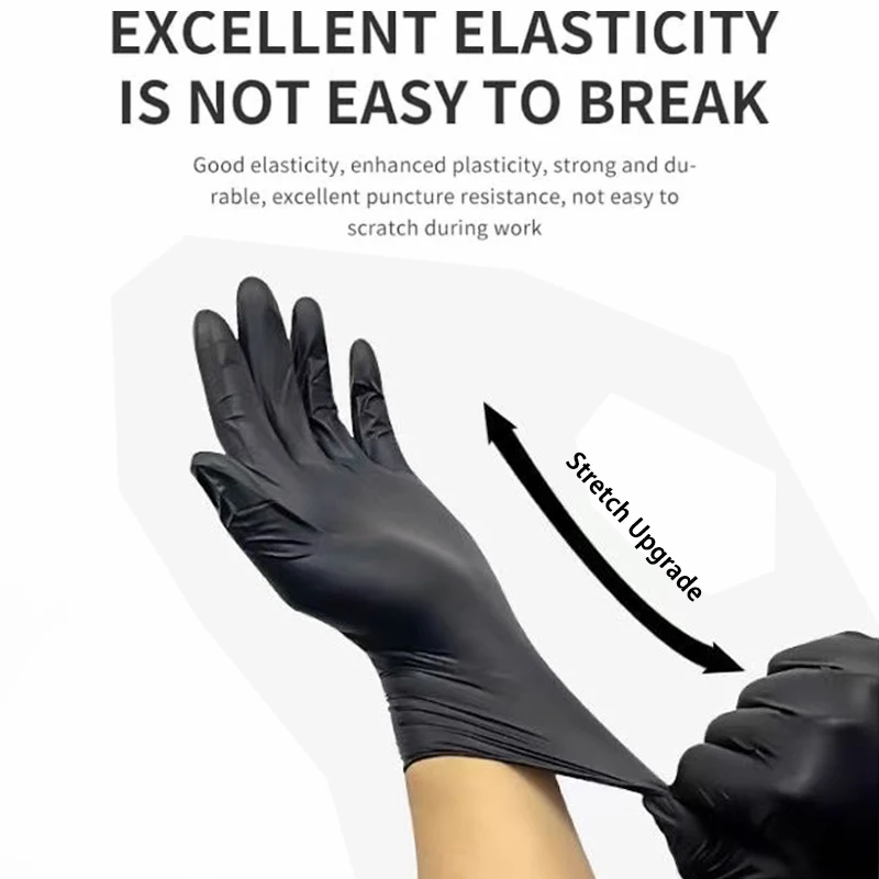 100/50/20PCS Black Nitrile Gloves Thickened Disposable Gloves for Cleaning Hairdressing Waterproof Dishwashing Tattoo disposable nitrile gloves