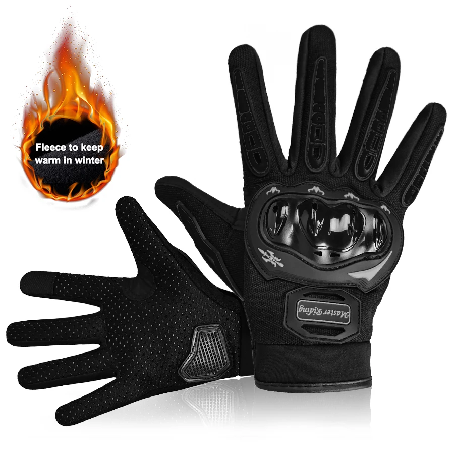 Motorcycle gloves winter thermal full finger non-slip wear-resistant touch screen