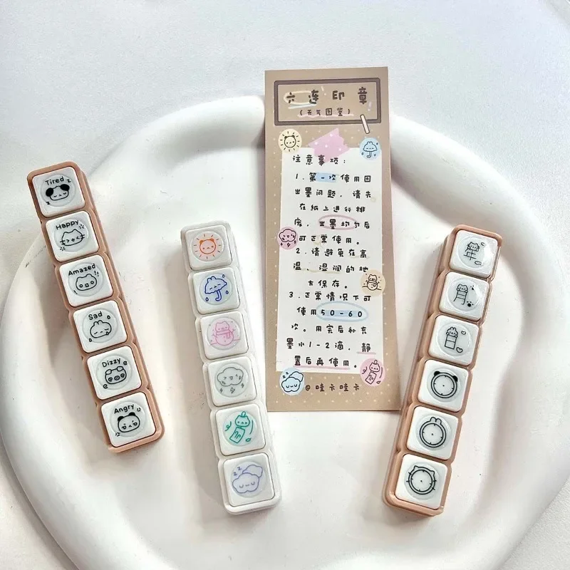 Timbri decorativi per scrapbooking Timbri Kawaii Cancelleria per diario Planner Arti Album di artigianato fai da te - immagine 6