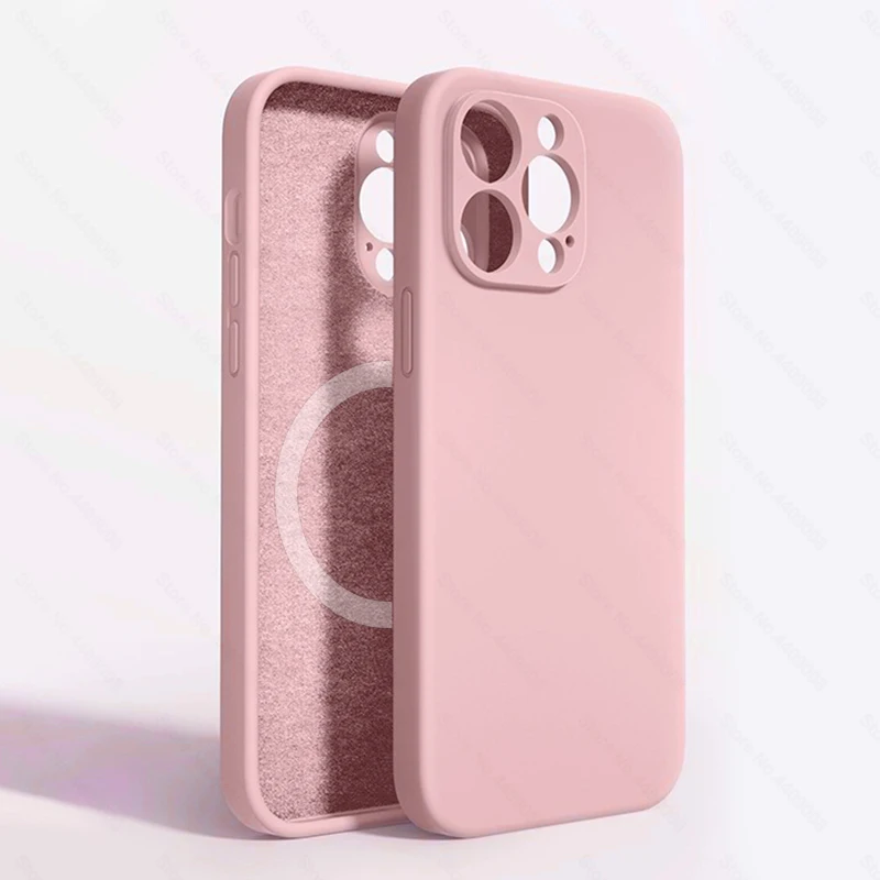 thumbnail image 1 of Original Liquid Silicone For MagSafe Phone Cases For iPhone 15 13 12 11 14 Pro Max Mini X XR XS 7 8 Plus SE 2020 Case Back Cover, 1 of 5