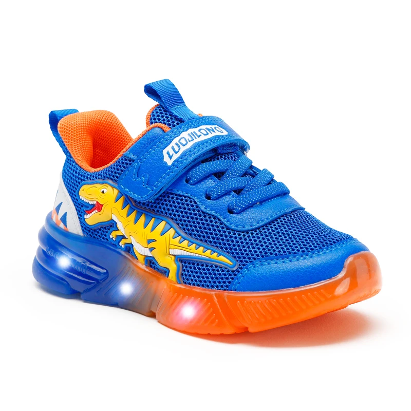 EXDINO Dinosaur 2-6 Children's LED T-REX Mesh Autumn New Light Up Shoes Boys Little Kids Outdoor Casual Glowing Sports Sneakers 3