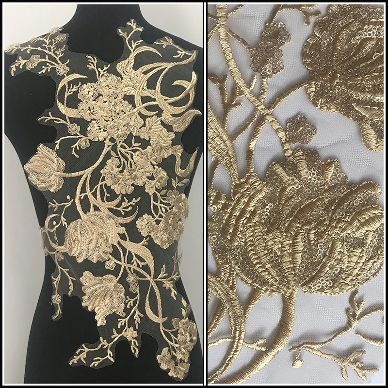 Toppa Ricamata Con Paillettes E Pizzo - Decorazione Elegante Per Abiti Da Sposa, Fai Da Te E Restauro - Foto 5