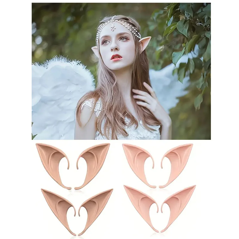 Elf Latex Ears Advanced Role Playing Accessories Halloween Costume Props Suitable for Adult and Child Photo Shooting Enhancer