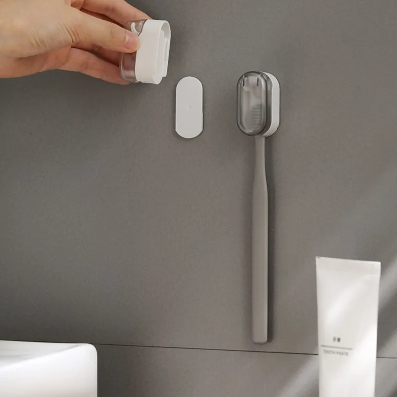 1/6Pcs Wall Mounted Toothbrush Holders Toothbrush Head Cover Dustproof with Lid Toothbrush Organizer Home Bathroom Storage Rack 3