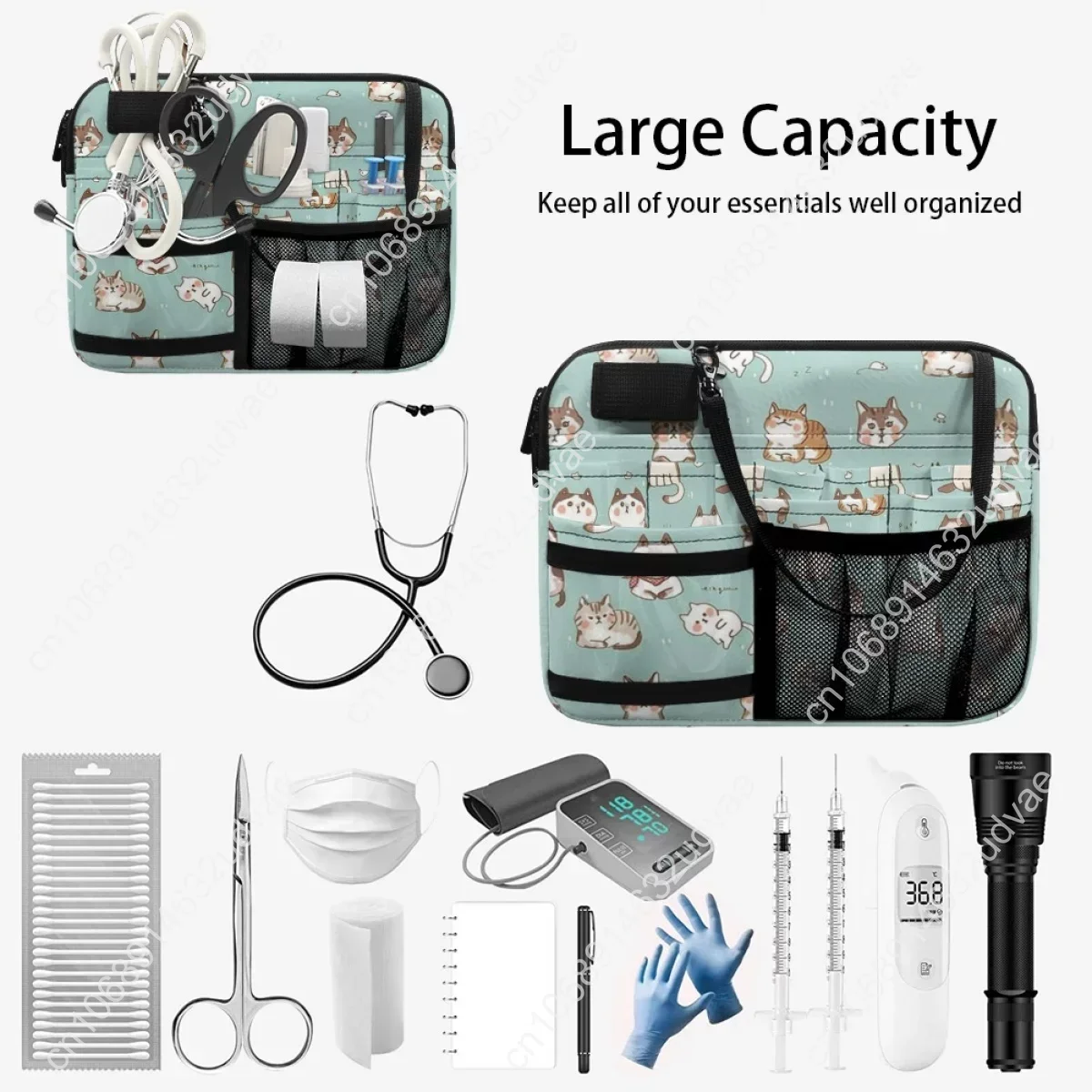 Drop Ship Organizer Pouch for Stethoscopes Bandage Scissor Cute Cartoon Cat Design Casual Nurse Fanny Pack Medical Tool Holder