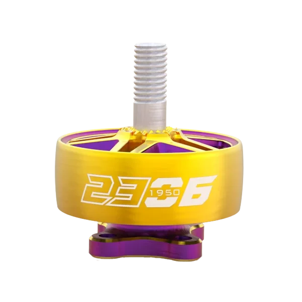 Moteur brushless 2306 1850KV/1950KV pour drone FPV course, avec câbles de connexion et support de montage.