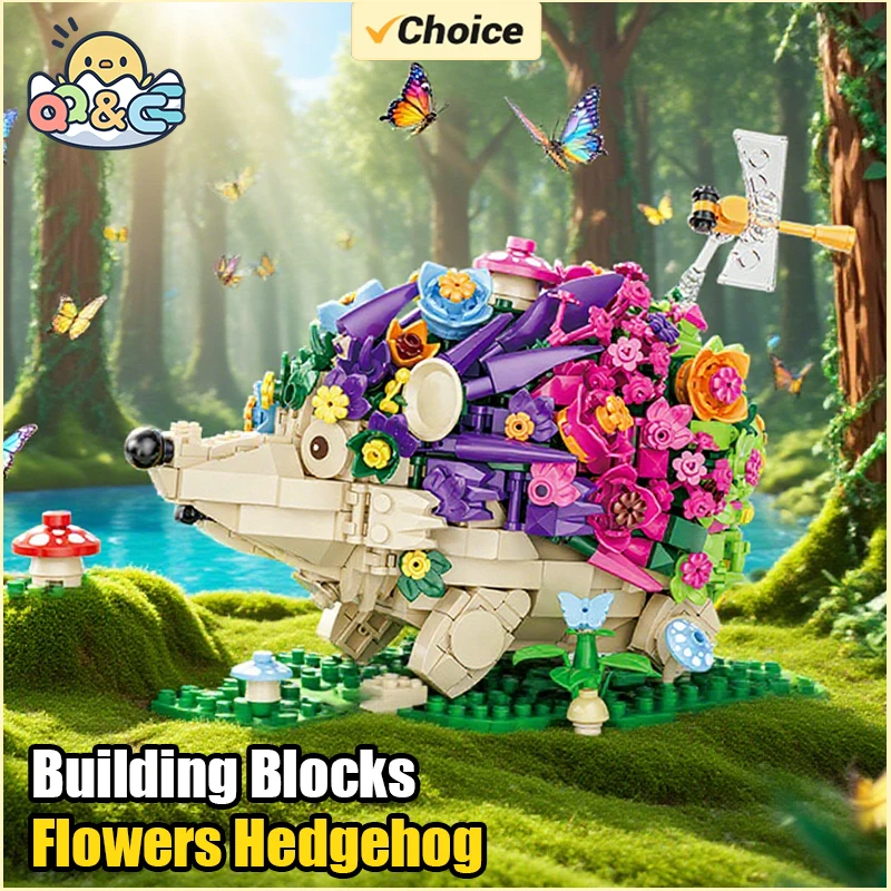 Flowers Hedgehog Building Blocks Kits Children Creative Insects Mushroom Animal Model Diy Bricks Assembly Puzzle Toys for Kids