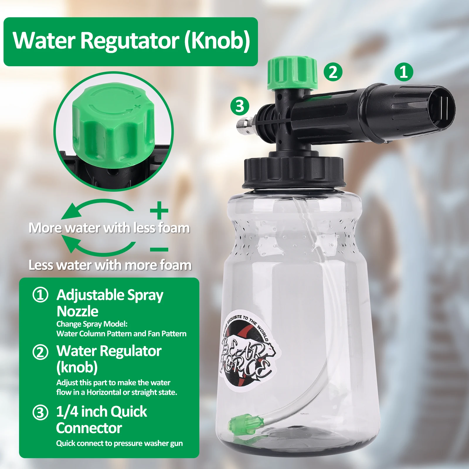 Pressure Washer Foam Cannon Foam Generator Snow Foam Lance with 1/4” Quick Connector for Portland Husky Ryobi Greenwork 2