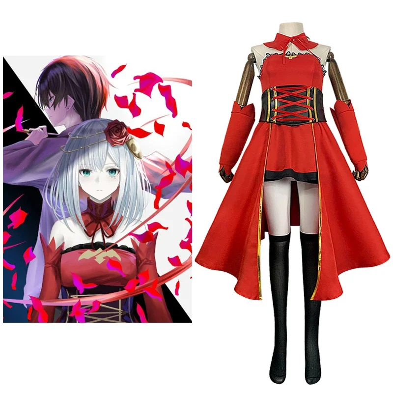 

Anime Takt Op.Destiny - Destiny Cosplay Costume Women Red Dress Party Outfit Halloween Carnival Performance Suit