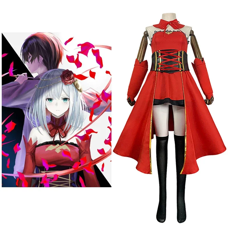 Anime Takt Op.Destiny - Destiny Costume Cosplay Donna Red Dress Party Outfit Halloween Carnival Performance Suit