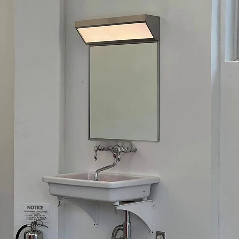 Stainless steel bathroom mirror with light emitting mirror minimalist rectangular wall mounted