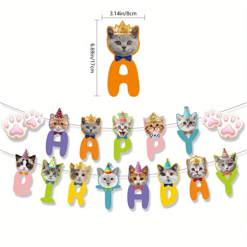 Cat Paw Birthday Banner Garland for Pet Theme Party