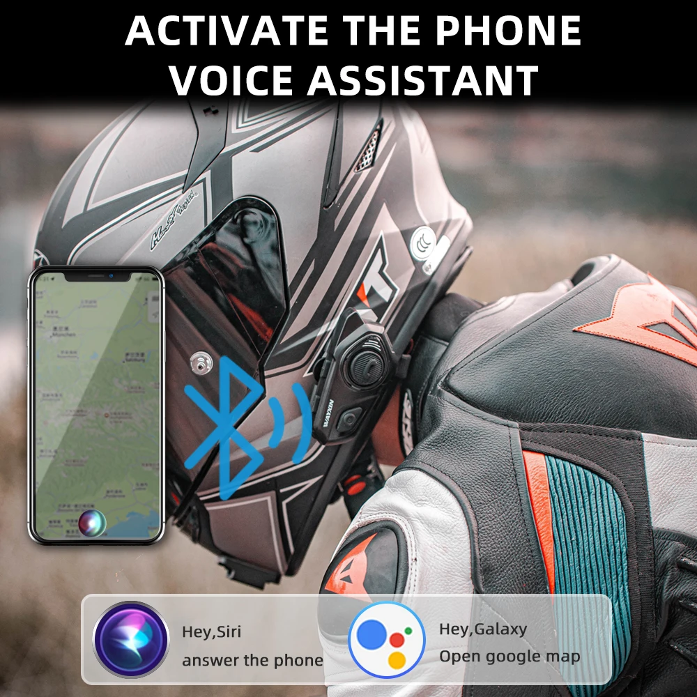 Dgakcvb Motorcycle Bluetooth Headset, BT-S2 Bluetooth 5.0 Helmet Intercom Headset Up To 2-3 Riders 1000M Helmet Communication System For Ski/ATV/Dirt Bike/Racing/Climbing (Boom Microphone,Single - View #8