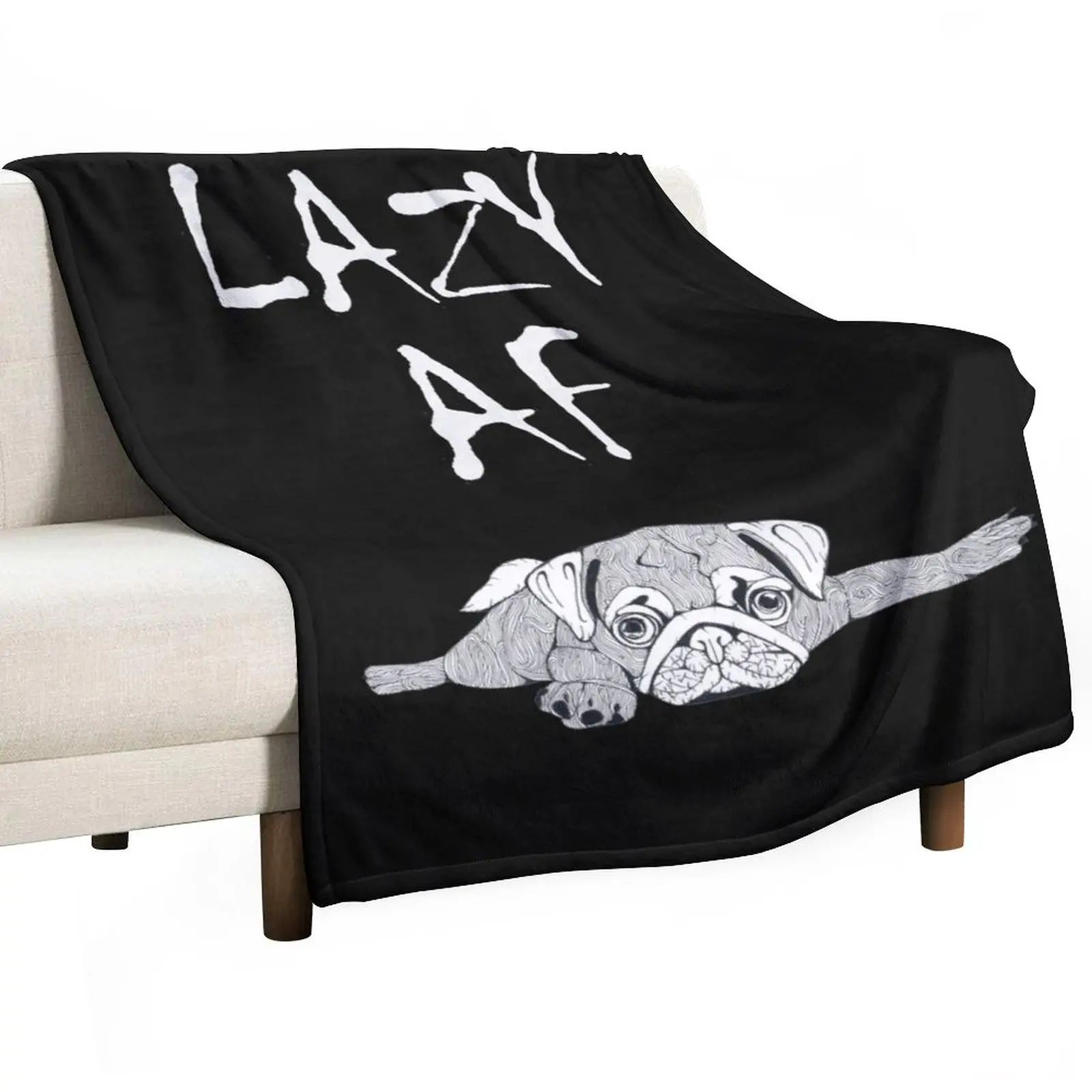 

Lazy AF Pug Throw Blanket blankets and throws Sleeping Bag Blanket