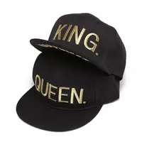 Baseball Cap Fashion KingQueen Gold Letter Embroidered Flat Brim Hat Men's Fashion Brand 1
