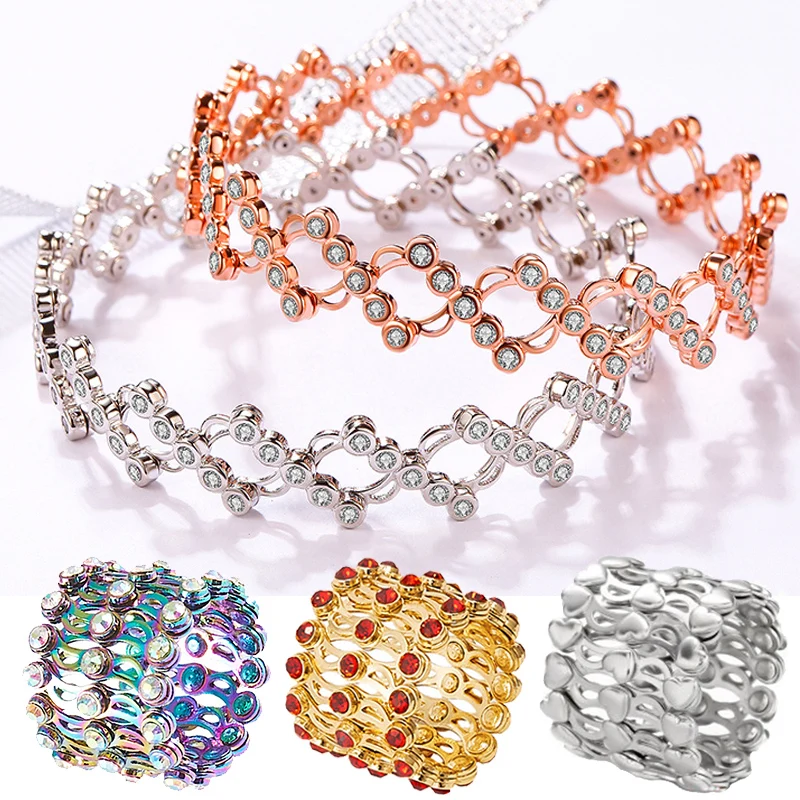 2 in 1 Magic Retractable Bracelet Bangle Women Fashion Twist Folding  Rhinestone Bracelet Creative Stretchable Jewelry