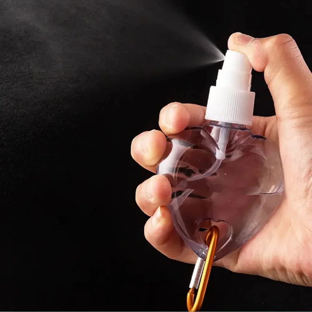 

50ml PET spray bottle keychain hand sanitizer plastic spray bottle with key ring Heart Shape