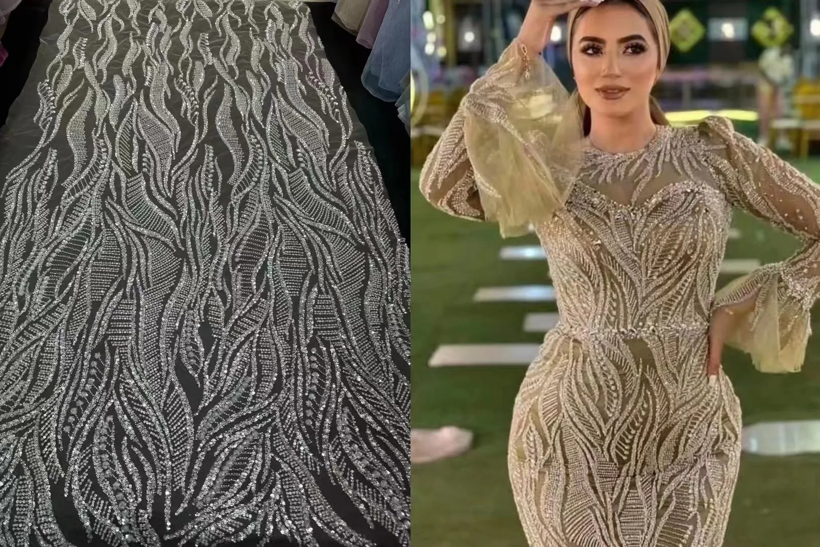 

Красивый дизайн 2024, бусины, вышивка, кристаллы, блестки, французское Сетчатое кружево, африканская ткань с бусинами, швейные платья, материалы, свадьбы