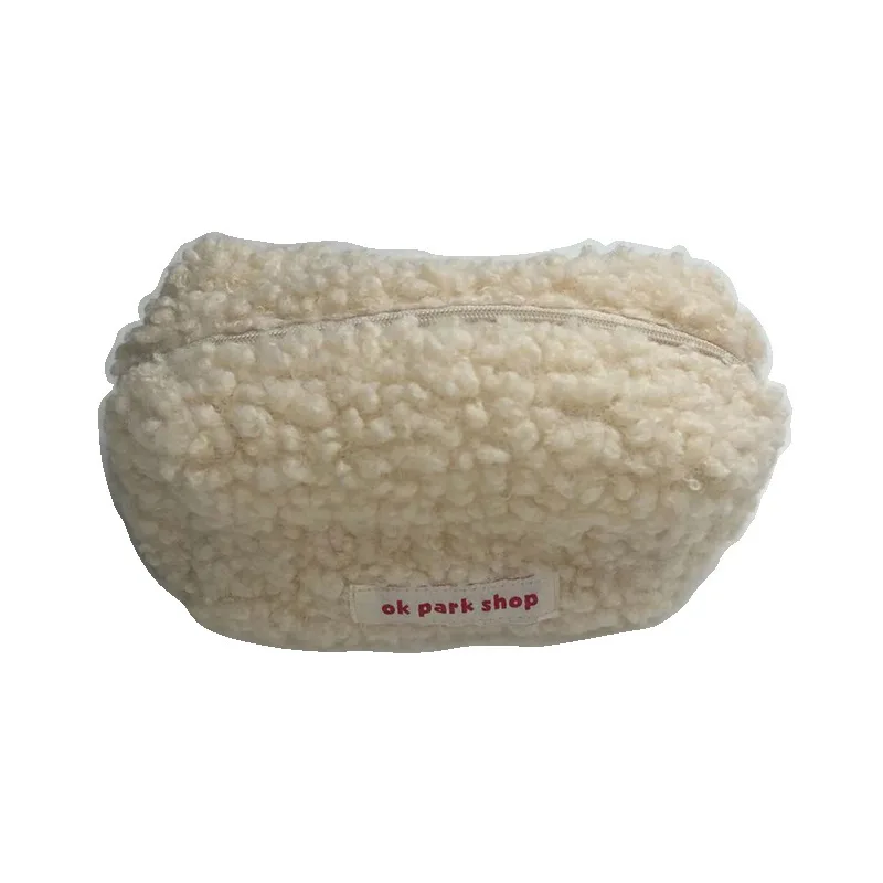 Lamb Hair Cosmetic Bag Plush Storage Cute Stationery Bag Large Capacity Travel Cosmetic Bag  Makeup Organizer 5