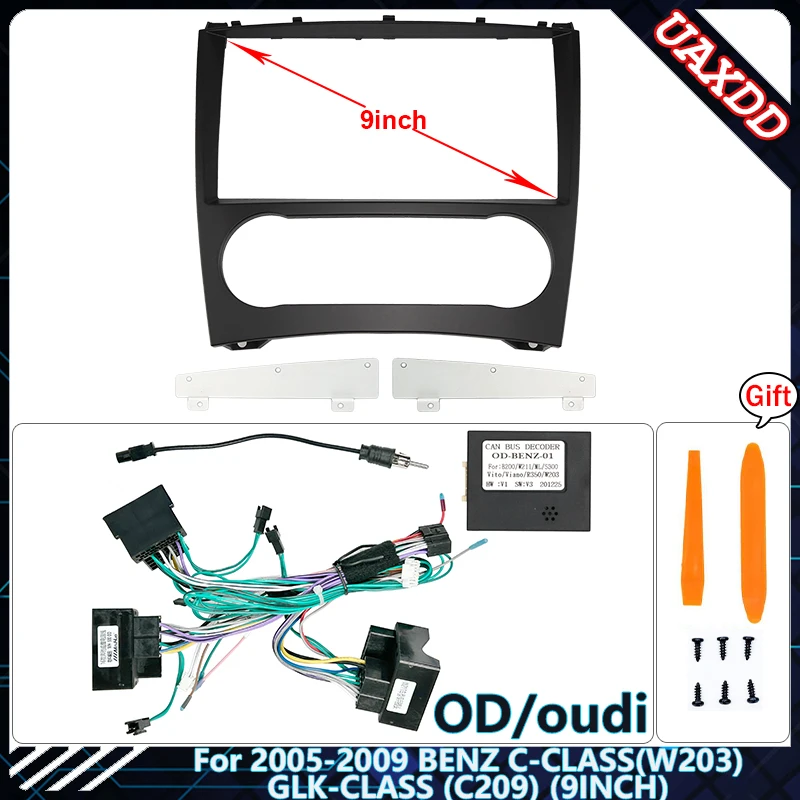AVC】2DIN取付キット - ベンツCクラス(W203)後期 ナビ無し車用(CANバスアダプターSET) ステアリング対応 -  AVインターフェイス.com 車 に適合する CクラスW203 Cl203 W209 W463 2005 9インチステレオパネルハーネスワイヤー電源ケーブル カー