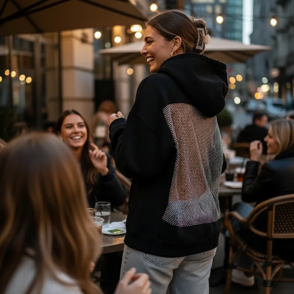 Women Mesh Hoodie Long Sleeve Sweatshirt