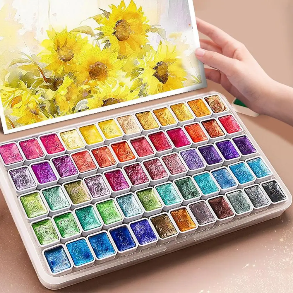 24/36/48/60Pcs/Set Shifting Watercolor Paint Kit Metallic Forestry Painting Palette Paint Box Beginners Artists DIY Art Supplies