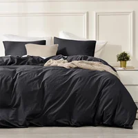 Washed Cotton Bed Linen Bedding Set 4 Pieces Bed Sheets Set Solid Color Comforter Cover Couple Queen King Size Bed Quilt Cover 1