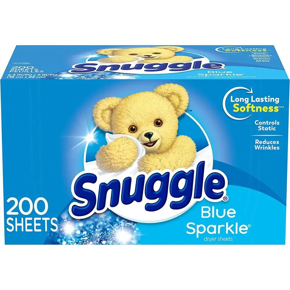 Blue Sparkle Fabric Softener Dryer Sheets 200 Count Long-lasting Freshness White Floral & Green Citrus Notes Static Control Safe