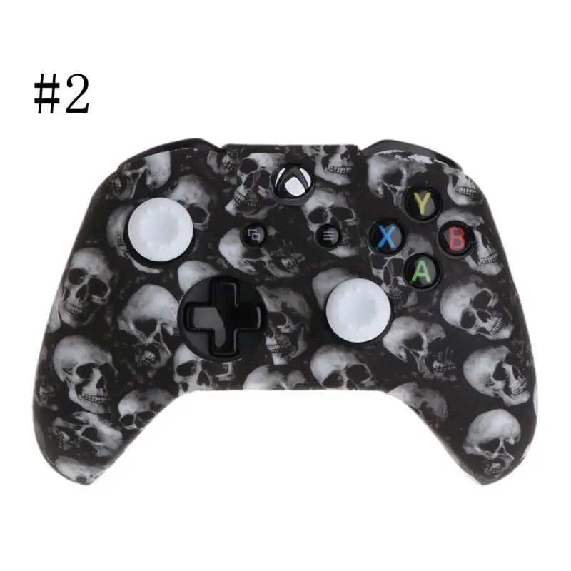 Skull Pattern Silicone Gamepad Cover+2 Joystick Caps For XBox One X S Controller пабг джостики чехол для джойстика джоки 조이스틱 