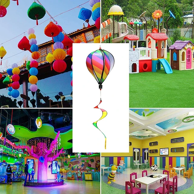 Hőlégballon Szél Fonó Szivárványos Kinetikus Függő Dekoráció A Családi Otthoni Első Udvar Kertjéhez Kültéri Szélmalom - Image 6